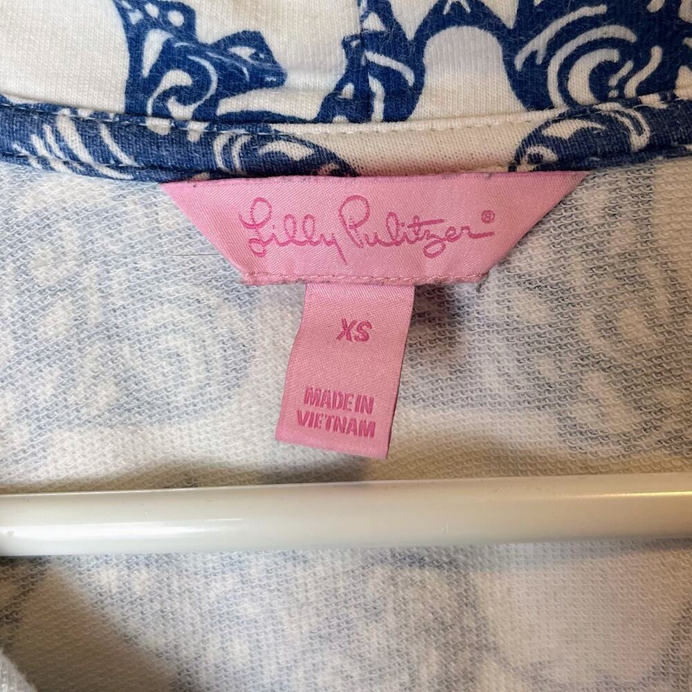 Lilly Pulitzer Pullover Sweatshirt Sz XS Blue Elephant Print Style 13153 Coastal - Picture 6 of 7